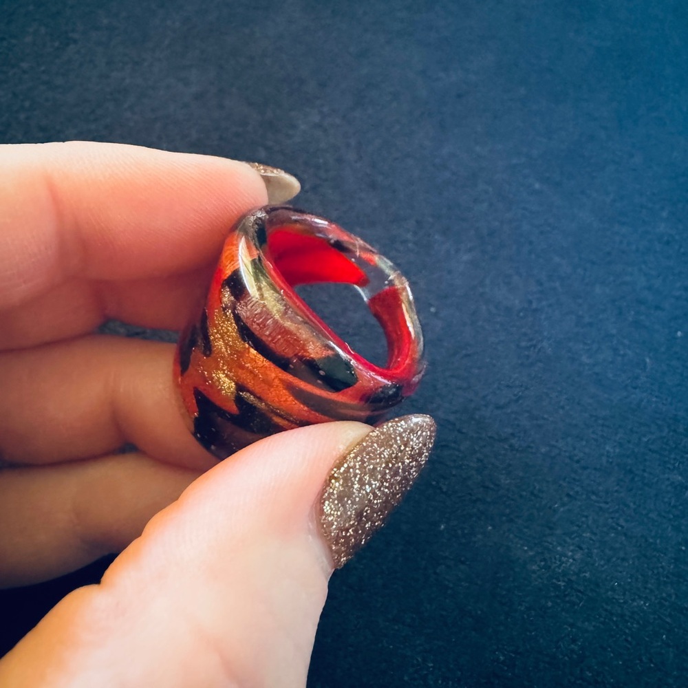 🔸 Vibrant Abstract Murano Glass Vintage Ring 🔸 - Picture 4 of 6